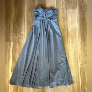 Steel Blue Strapless Formal Dress